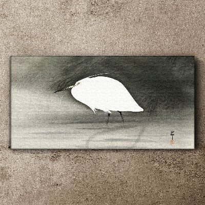 White heron in the fog Print on canvas