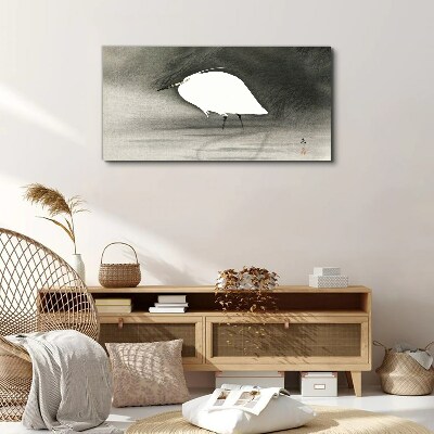White heron in the fog Print on canvas