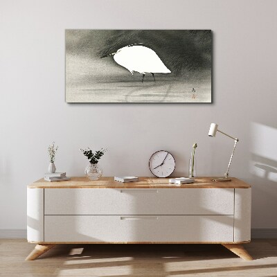 White heron in the fog Print on canvas