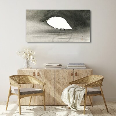 White heron in the fog Print on canvas