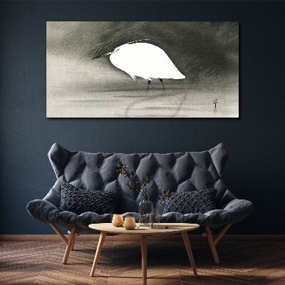 White heron in the fog Print on canvas