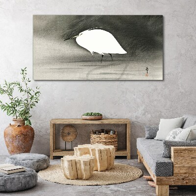 White heron in the fog Print on canvas