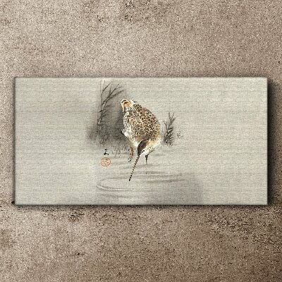Mysterious bird in a delicate landscape Canvas wall art