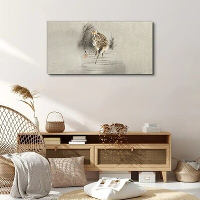 Mysterious bird in a delicate landscape Canvas wall art