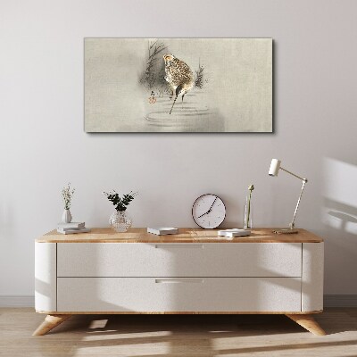 Mysterious bird in a delicate landscape Canvas wall art