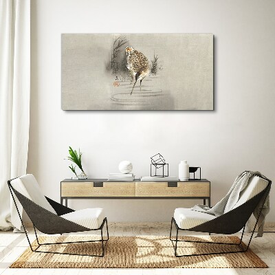 Mysterious bird in a delicate landscape Canvas wall art