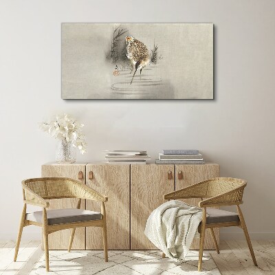 Mysterious bird in a delicate landscape Canvas wall art