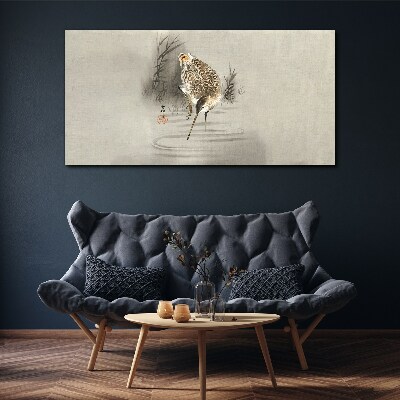 Mysterious bird in a delicate landscape Canvas wall art