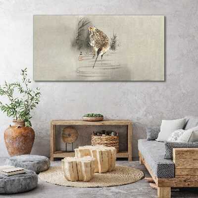 Mysterious bird in a delicate landscape Canvas wall art