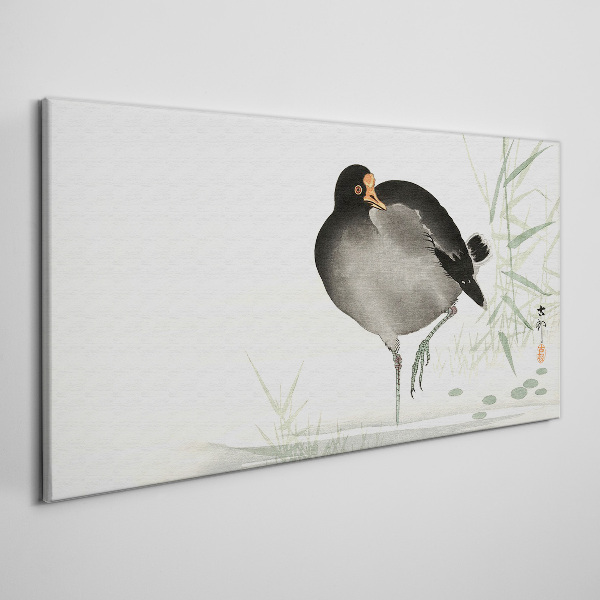 Bird on the grass background Print on canvas