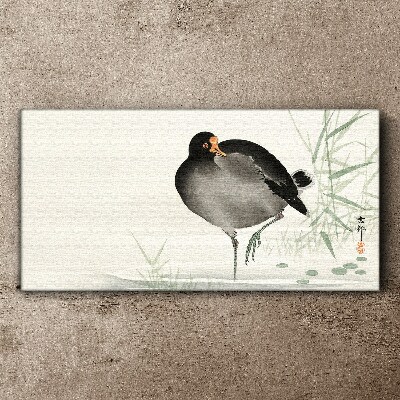 Bird on the grass background Print on canvas
