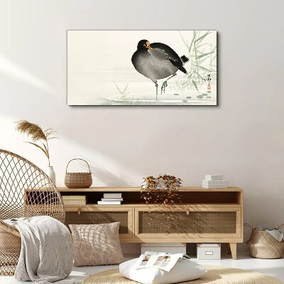 Bird on the grass background Print on canvas