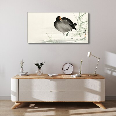 Bird on the grass background Print on canvas