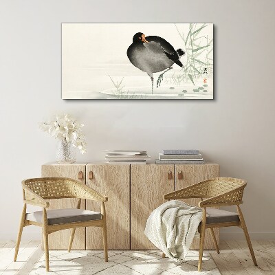 Bird on the grass background Print on canvas