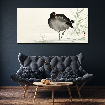 Bird on the grass background Print on canvas