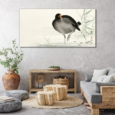 Bird on the grass background Print on canvas