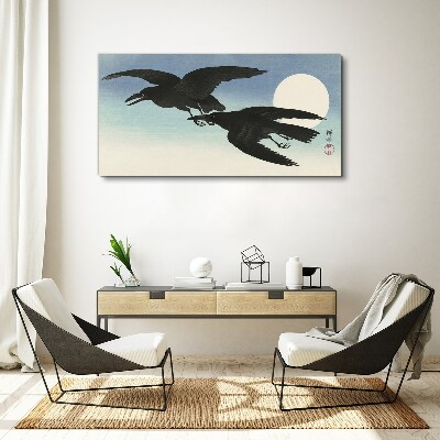 Black crows in flight Canvas wall art