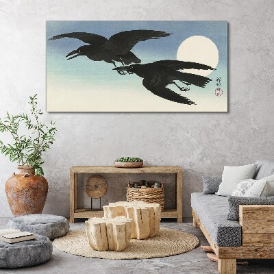 Black crows in flight Canvas wall art