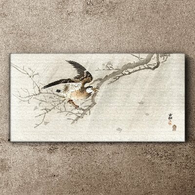 Bird on a branch Print on canvas