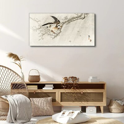 Bird on a branch Print on canvas