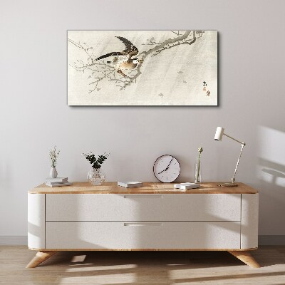 Bird on a branch Print on canvas
