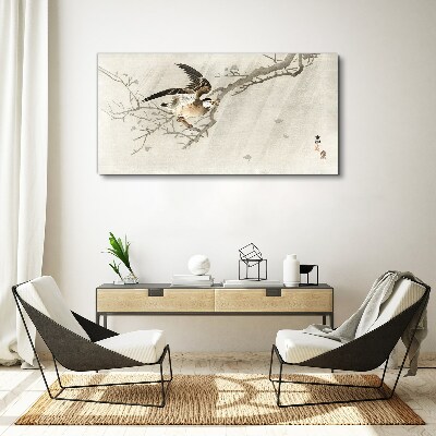 Bird on a branch Print on canvas