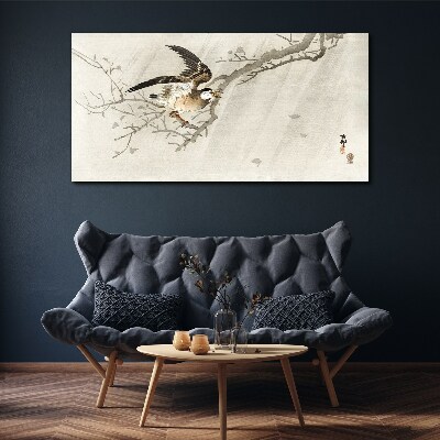 Bird on a branch Print on canvas