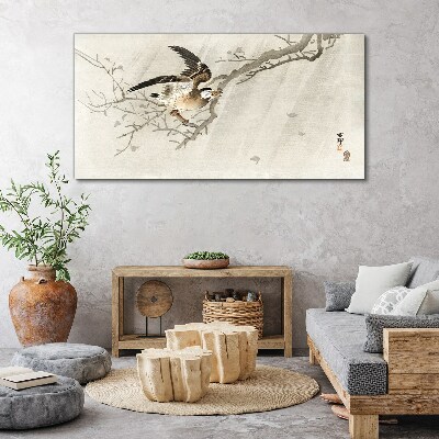 Bird on a branch Print on canvas
