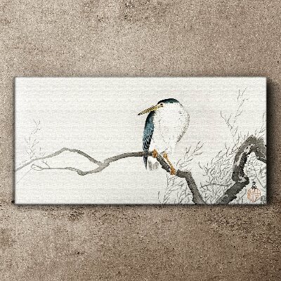 A bird on a branch in a delicate landscape Canvas wall art