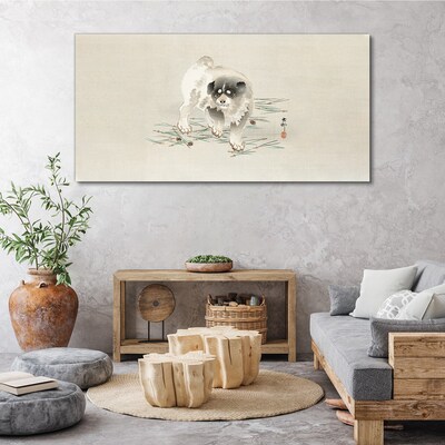 Dog on the grass background Canvas wall art