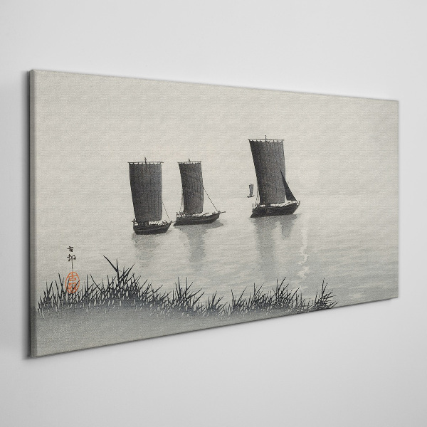 A quiet port in shades of gray Print on canvas