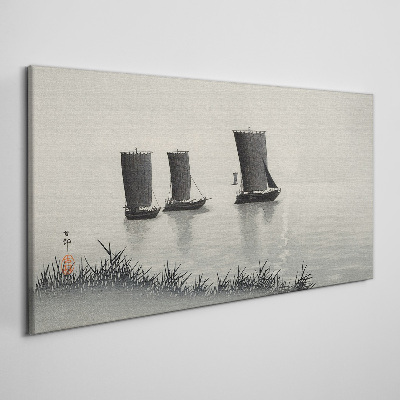 A quiet port in shades of gray Print on canvas