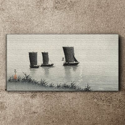 A quiet port in shades of gray Print on canvas