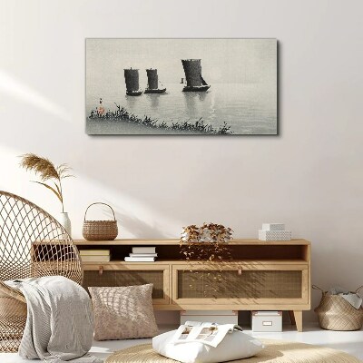 A quiet port in shades of gray Print on canvas