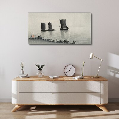 A quiet port in shades of gray Print on canvas