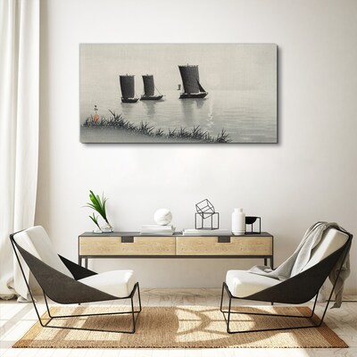 A quiet port in shades of gray Print on canvas
