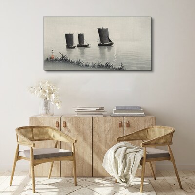 A quiet port in shades of gray Print on canvas