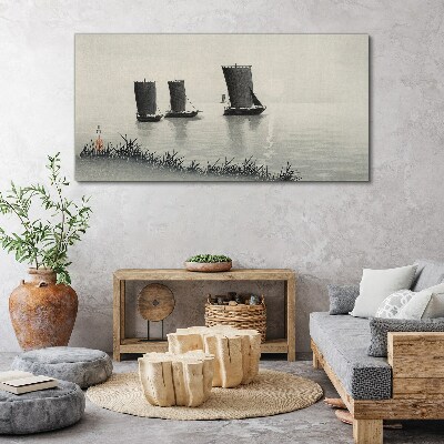 A quiet port in shades of gray Print on canvas