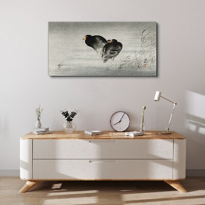 Two ducks on calm water Print on canvas