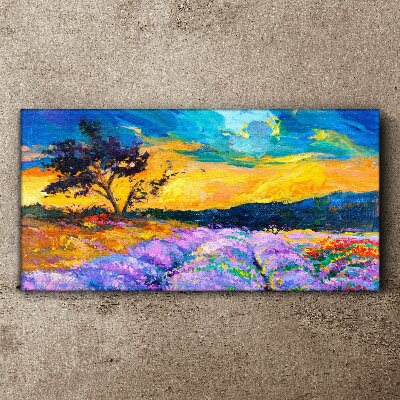 Landscape in sunset colors Canvas wall art