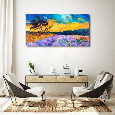 Landscape in sunset colors Canvas wall art