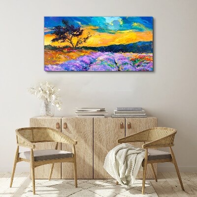 Landscape in sunset colors Canvas wall art