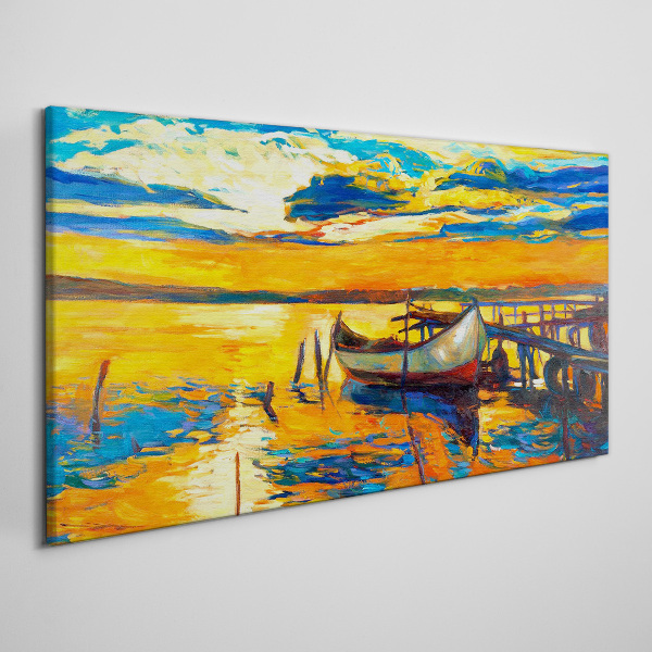 Golden hour at the lake Canvas wall art