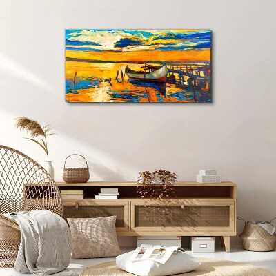 Golden hour at the lake Canvas wall art