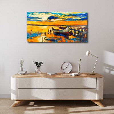 Golden hour at the lake Canvas wall art