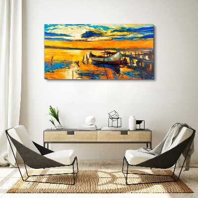 Golden hour at the lake Canvas wall art