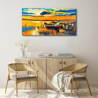 Golden hour at the lake Canvas wall art