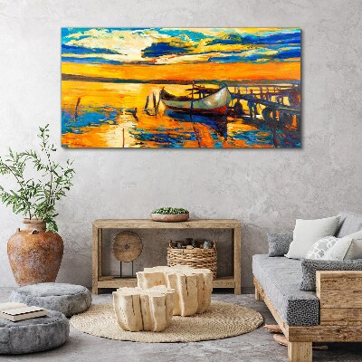 Golden hour at the lake Canvas wall art