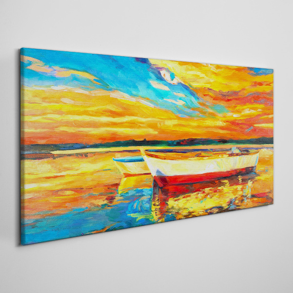 Golden reflections on the water Print on canvas