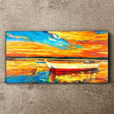 Golden reflections on the water Print on canvas